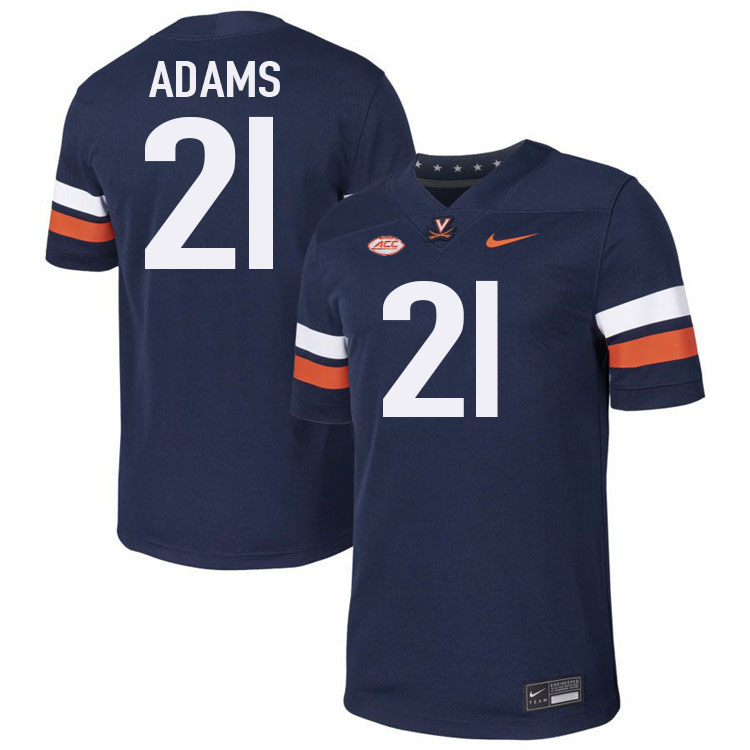 Virginia Cavaliers #21 Keke Adams College Football Jerseys Stitched-Navy